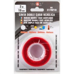 Cinta adhesiva a las dos caras 19 mm x 200 cm -transparente-